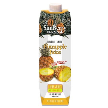 Sunberry Farms Pineapple Juice 100% 33.8 fl. oz., PK12 004037-1